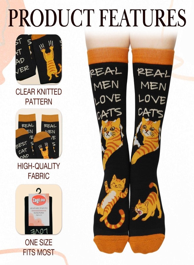 ZAGKOO Cat Dad Gifts - Funny Kitten Socks for Cats Lovers, Pet Owners - Kitten Themed Gift, Cats Socks Present for Him - Novelty Gag Gifts Ideas for Best Cat Dad on Birthday, Fathers Day, Christmas - Image 2